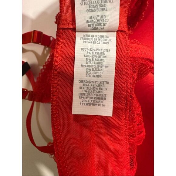 36D Aerie Real Power Wireless Push up Paisley Lace Bra in Holiday Red - Picture 5 of 8